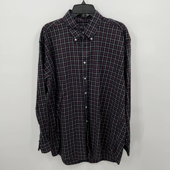 Jos A Banks Other - Jos A. Banks Men's Plaid Long Sleeve Button Down Shirt Size Large Navy Blue